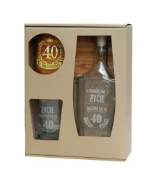 Karafka + szklanka whisky - 40 - Prawdziwe życie zaczyna się po 40 (tekst grawerowany)