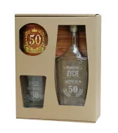 Karafka + szklanka whisky - Prawdziwe życie zaczyna się po 50 (tekst grawerowany)