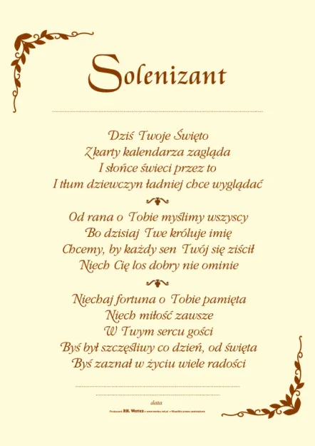 Dyplom - Solenizant