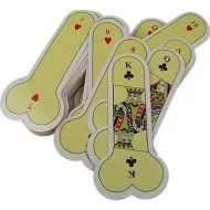 Karty do gry w kształcie penisa, w przezroczystym etui