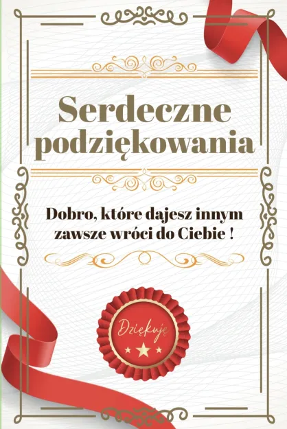 Karnet 2K - Serdeczne podziękowania. Dziękuję!