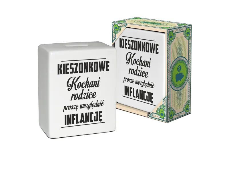 Skarbonka kostka - Kieszonkowe - Kochani rodzice proszę uwzględnić inflację