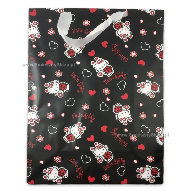 Torebka Hello Kitty - Biedronki na czarnym tle
