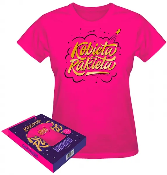 Koszulka różowa - Kobieta rakieta