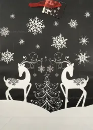Torebka Kukartka XL - Świąteczne białe wzory na czarnym tle