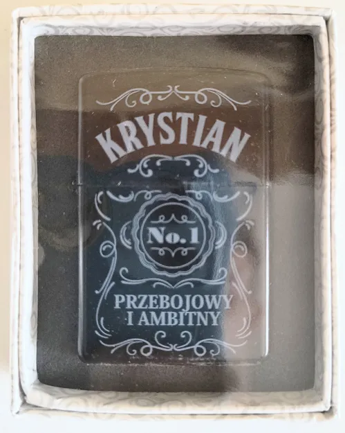 Zapalniczka z imieniem czarna - Krystian No.1 przebojowy i ambitny