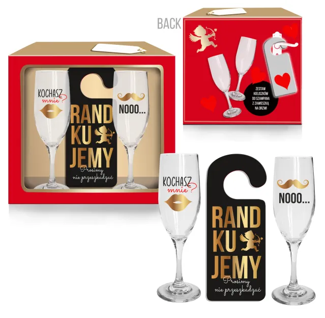 2 kieliszk + zawieszka - Kochasz mnie? Nooo... Randkujemy.