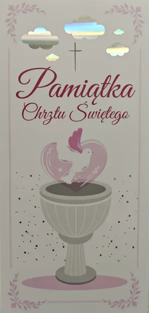 Karnet SE - Pamiątka Chrztu Świętego (różowa)