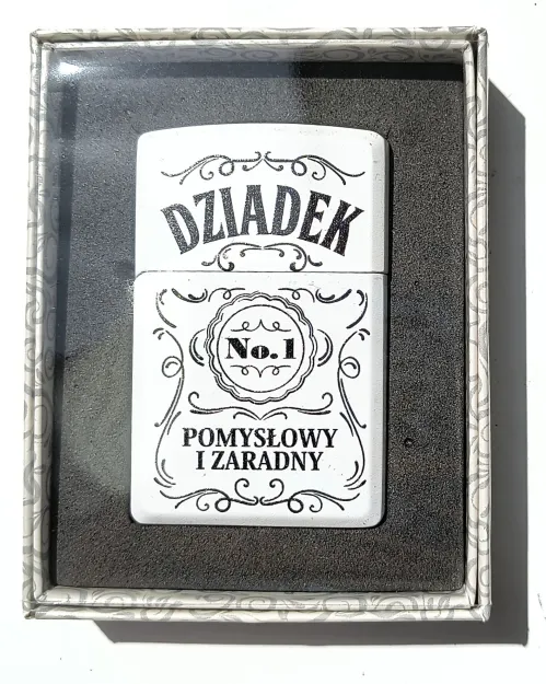 Zapalniczka - Dziadek No.1 Pomysłowy i zaradny (biała)