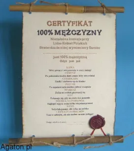 Dyplom z bambusem - Certyfikat 100% mężczyzny