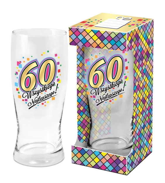 Szklanka do piwa Mozaika - 60 Wszystkiego najlepszego