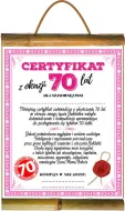Dyplom z bambusem A - Certyfikat z okazji 70 lat. Dla szanownej Pani ...