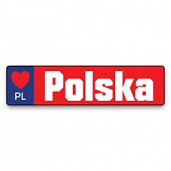 Tabliczka metalowa - Polska (czerwona) - z przyssawką