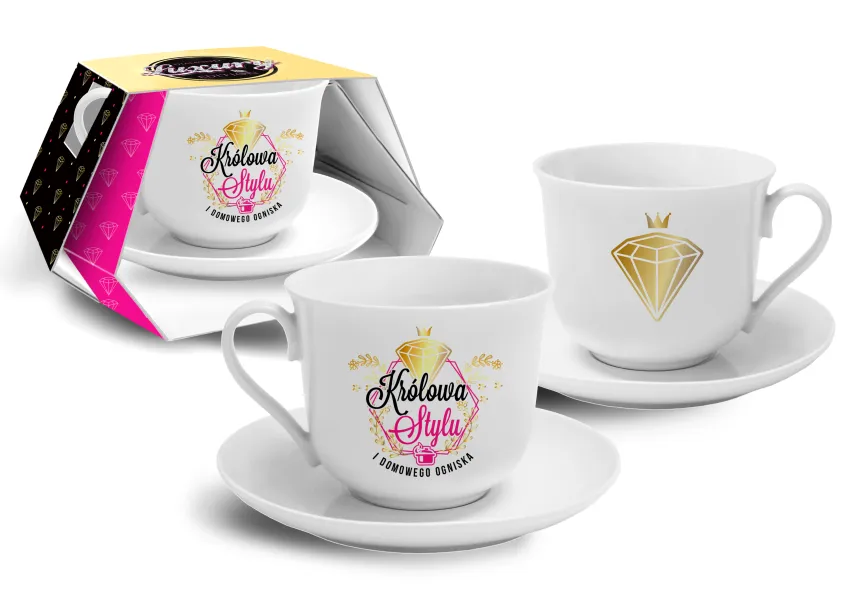 Filiżanka Diamond (400 ml) + spodek - Królowa stylu i domowego ogniska