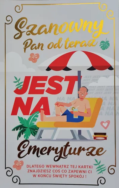 Karnet + zawieszka - Szanowny Pan od teraz jest na emeryturze