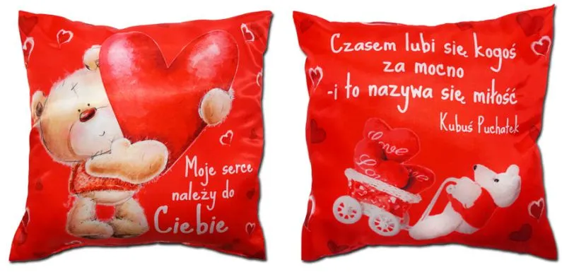 Poduszka obustronna, mała - Moje serce należy do Ciebie / Czasem lubi się kogoś  .....