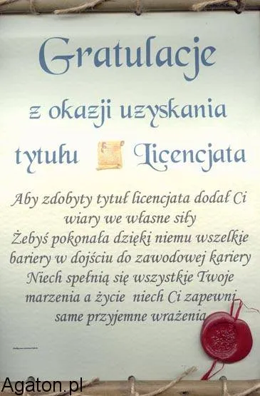 Dyplom z bambusem - Gratulacje z okazji uzyskania tytułu Licencjata (dla Kobiety)