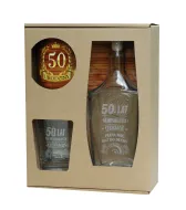 Karafka + szklanka whisky - 50 lat na oryginalnych cześciach (tekst grawerowany)
