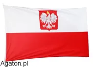 Flaga Polska -  40 x 30 cm z godłem na patyku