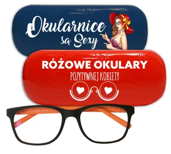 Etui na okulary, brązowe - Różowe okulary pozytywnej kobiety