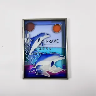 Witraże  - Delfiny księżyc + ramka na zdjęcie 9 x 13 cm