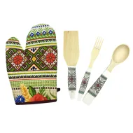 Rękawica kuchenna - Folk wzory (+ łyżka, widelec, łopatka)