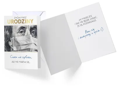Karnet Kukartka PP - Znów masz urodziny... W maseczce i tak nie widać, że się postarzałeś