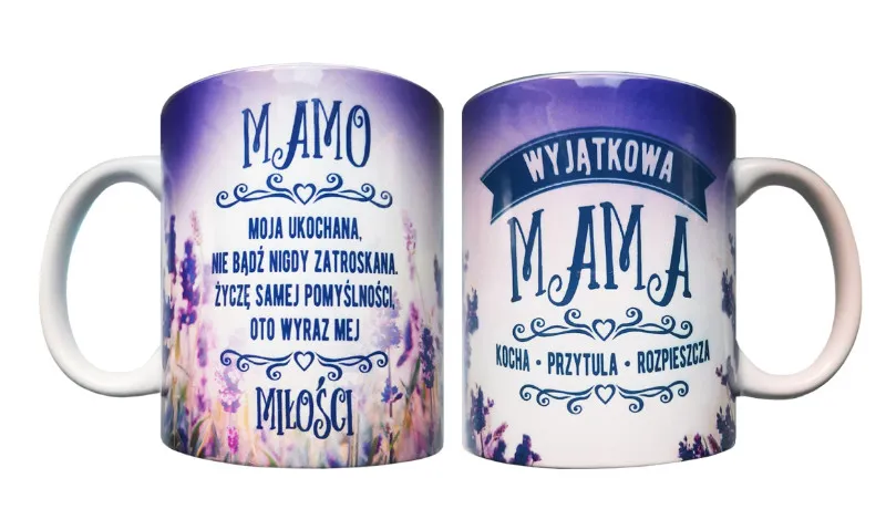 Kubek A - Wyjątkowa Mama. Kocha. Przytula. Rozpieszcza (lawenda)