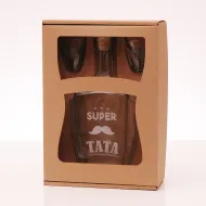 Karafka + kieliszki - Super Tata (wąsy)