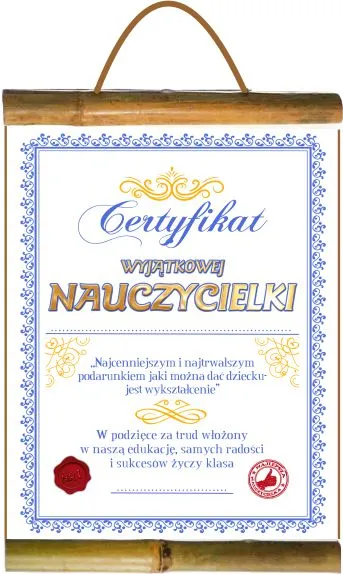 Dyplom z bambusem - Certyfikat wyjątkowej Nauczycielki