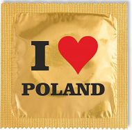 Prezerwatywa dekoracyjna - I love Poland (złota)