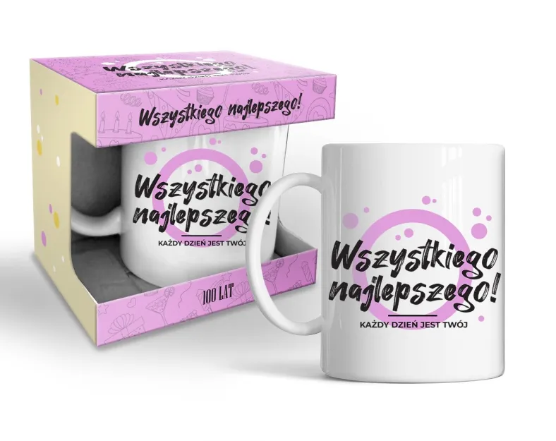 Kubek Happy Day Pink - Wszystkiego najlepszego ..... każdy dzień jest Twój