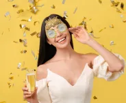 Okulary złote Happy New Year - Szczęśliwego Nowego Roku - 2