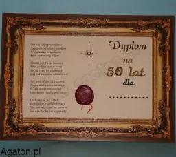 Certyfikat - Dyplom na 50 lat dla .....
