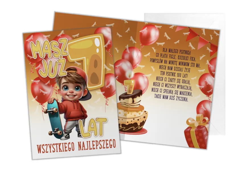 Kartka C5 - Masz już 7 lat wszystkiego najlepszego
