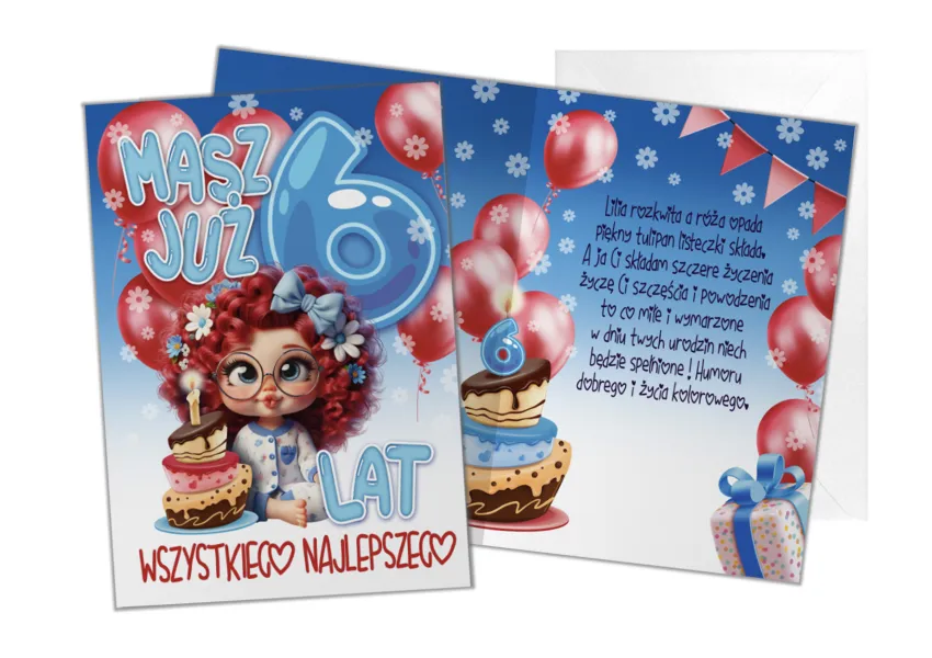 Kartka C5 - Masz już 6 lat wszystkiego najlepszego