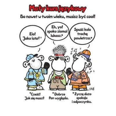 Karnet Sheepworld - Na urodziny. Mały kurs językowy.