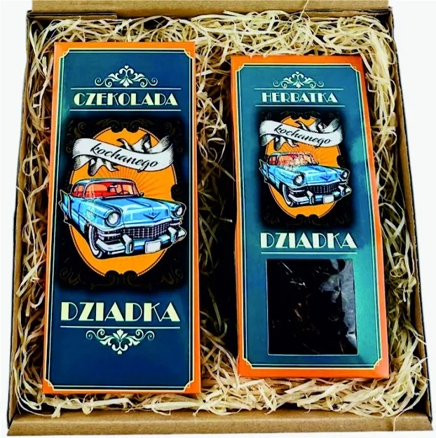 Zestaw - Czekolada + herbata - (Auto niebieskie) Kochanego Dziadka