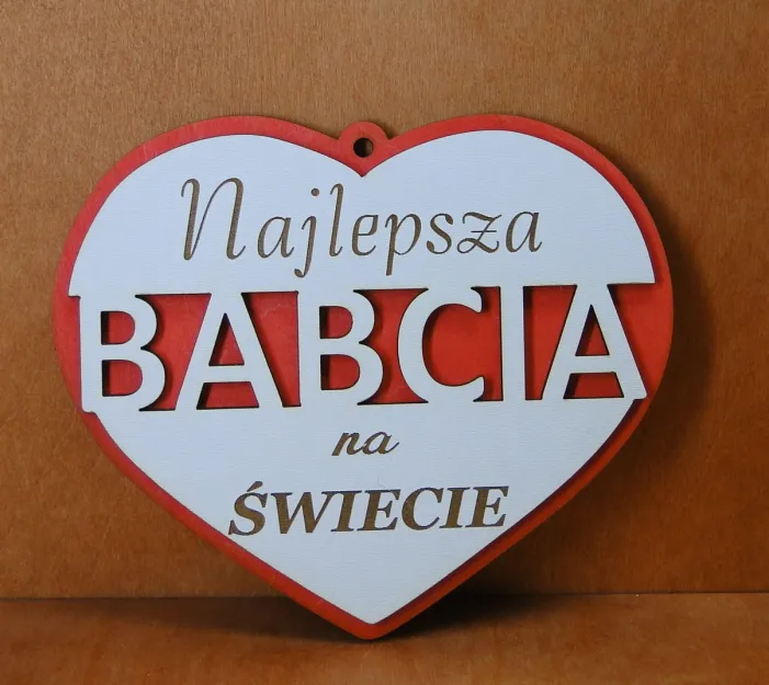 Zawieszka Serce z ażurem - Najlepsza Babcia na świecie