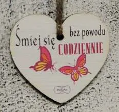 Tabliczka Vintage, serce małe - Śmiej się bez powodu codziennie