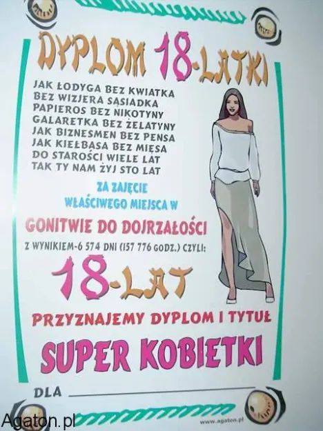 Dyplom 18-latki + koperta