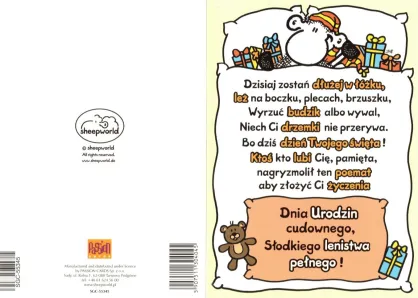 Karnet Sheepworld - Dnia urodzin cudownego, słodkiego lenistwa pełnego!