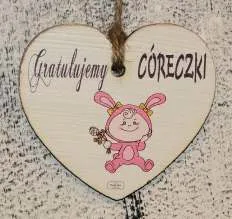 Tabliczka Vintage, serce małe - Gratulujemy córeczki