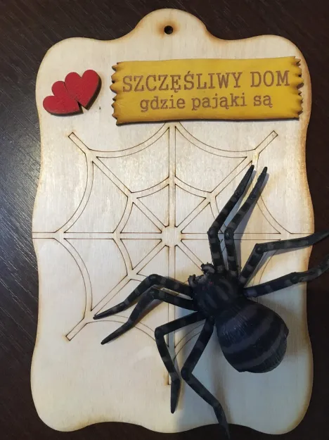 Deska 3D - Szczęśliwy dom gdzie pająki są