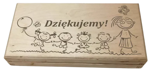 Drewniane pudełko z grawerem - Dziękujemy (dzieci)