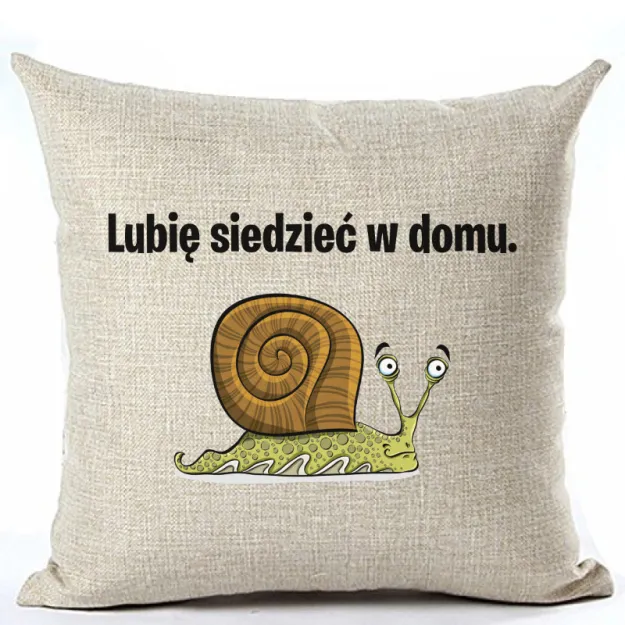 Poduszka len - Lubię siedzieć w domu