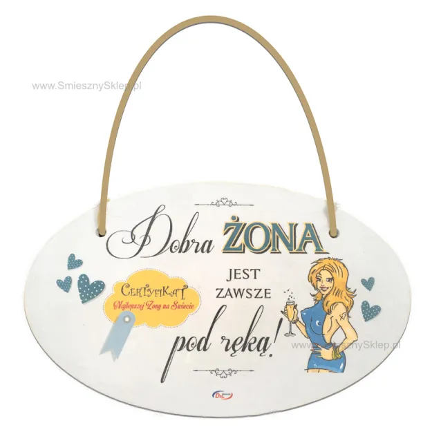 Tabliczka Vintage mała - Dobra żona jest zawsze pod ręką!