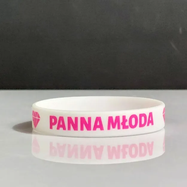 Opaska silikonowa na rękę (biała) - Przyszła Panna Młoda