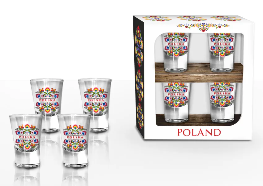 Zestaw 4 kieliszków folk 2 - Polska 
