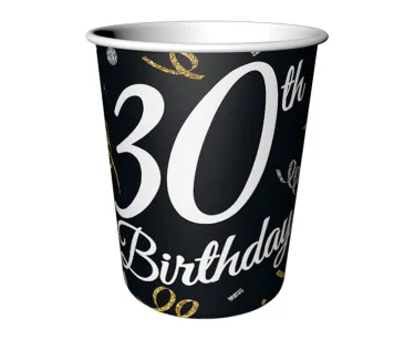 Kubeczki papierowe - 30 birthday (6 sztuk)
